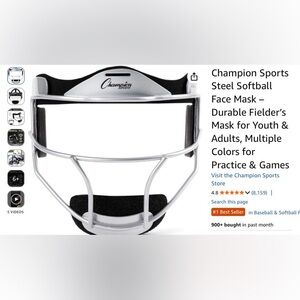 Champion Sports Steel Softball Face Mask – Durable Fielder’s Mask for Youth